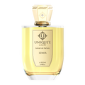 A bottle of Unique'e Luxury Izmir perfume with a gold cap and label, containing 100 ml of extract de Parfum.